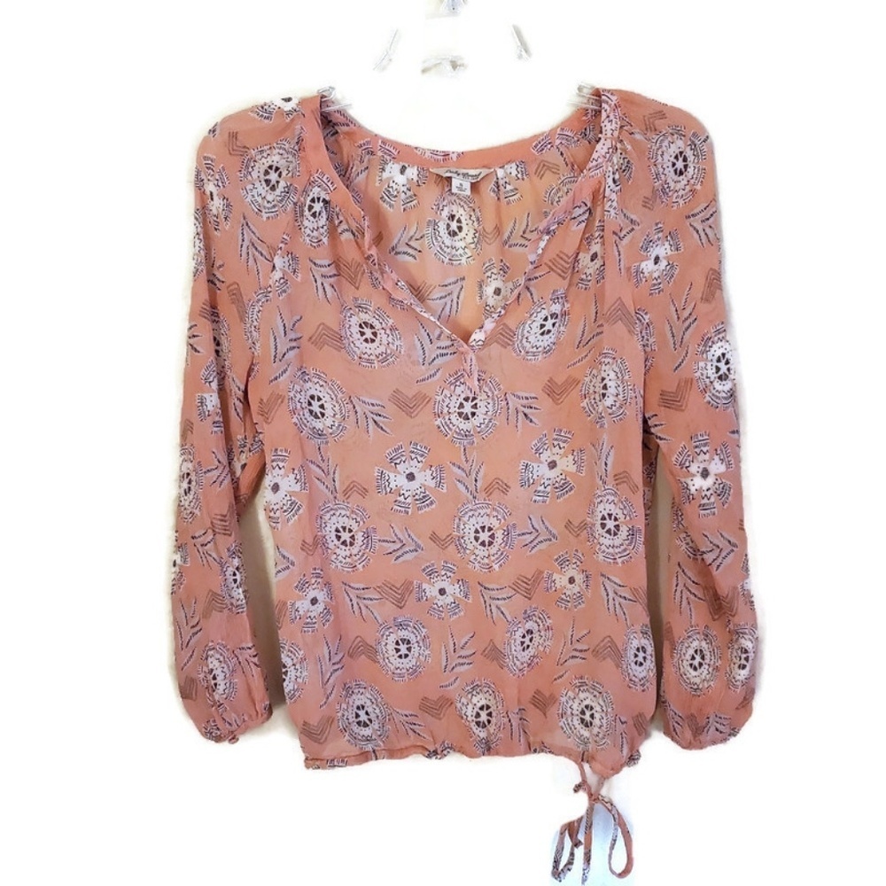 ❤️LUCKY Brand Aztec Print Shear Blouse Size S